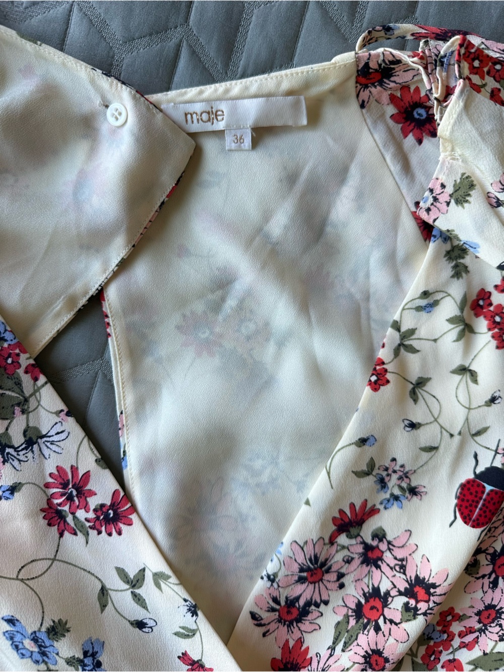 Maje Floral V-Neck Long Sleeve Romper - Picture 7 of 7